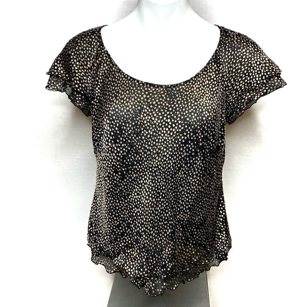 Talbots silk blend short sleeve ruffle blouse 12